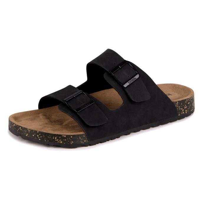 totes® Mens PU Double Buckle Slider Black Extra Image 2